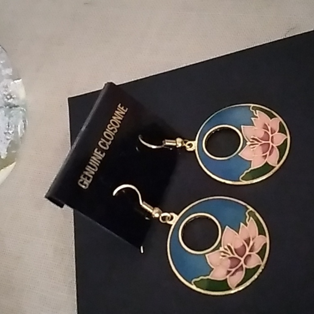 VINTAGE Cloisonne Earrings NEW OLD STOCK